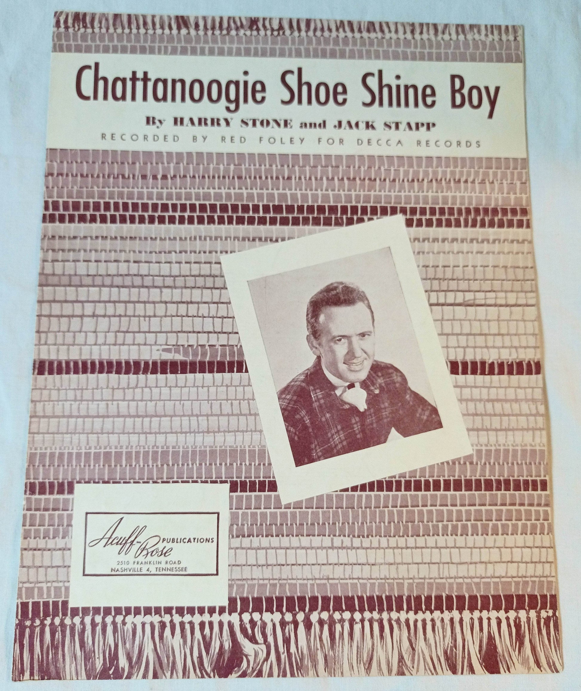 Chattanoogie Shoe Shine Boy Red Foley Jack Stapp Sheet Music 1950 - TulipStuff