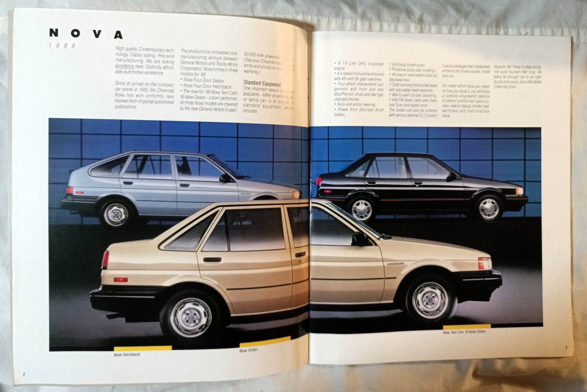 1988 Chevrolet Nova Sedan Hatchback Dealer Sales Brochure - TulipStuff