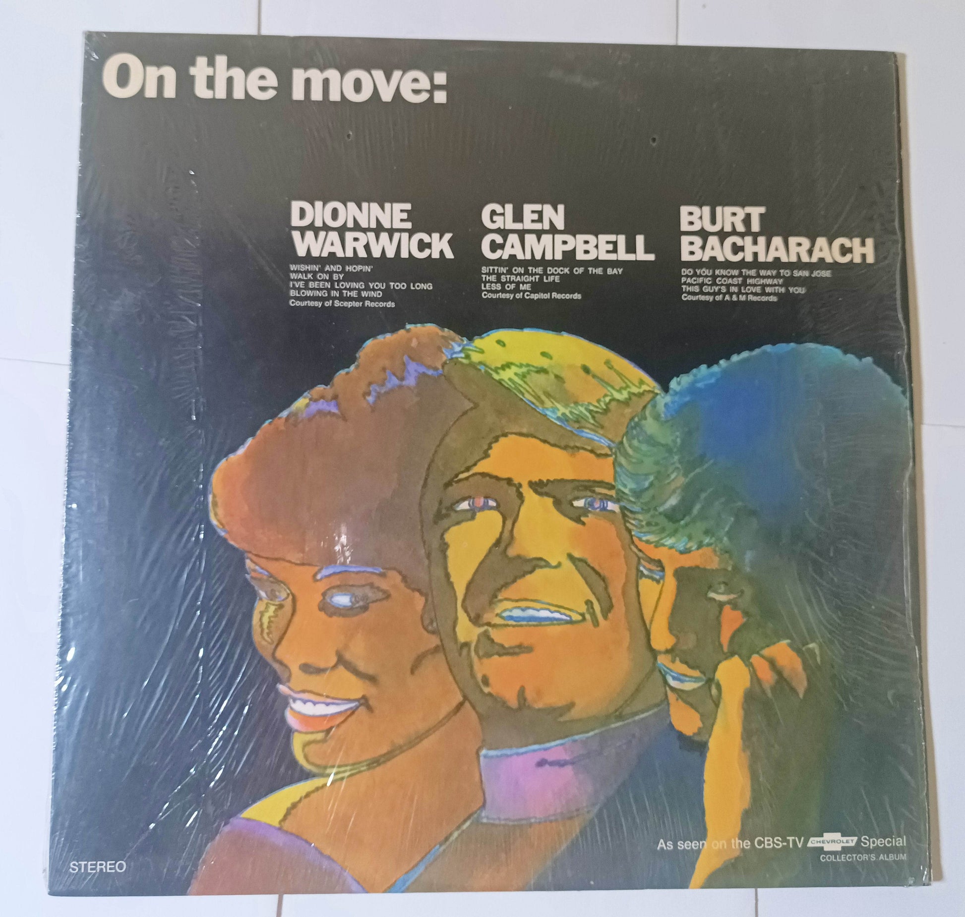 On The Move With Chevrolet Dionne Watwick Glen Campbell 12" Vinyl LP 1969 - TulipStuff
