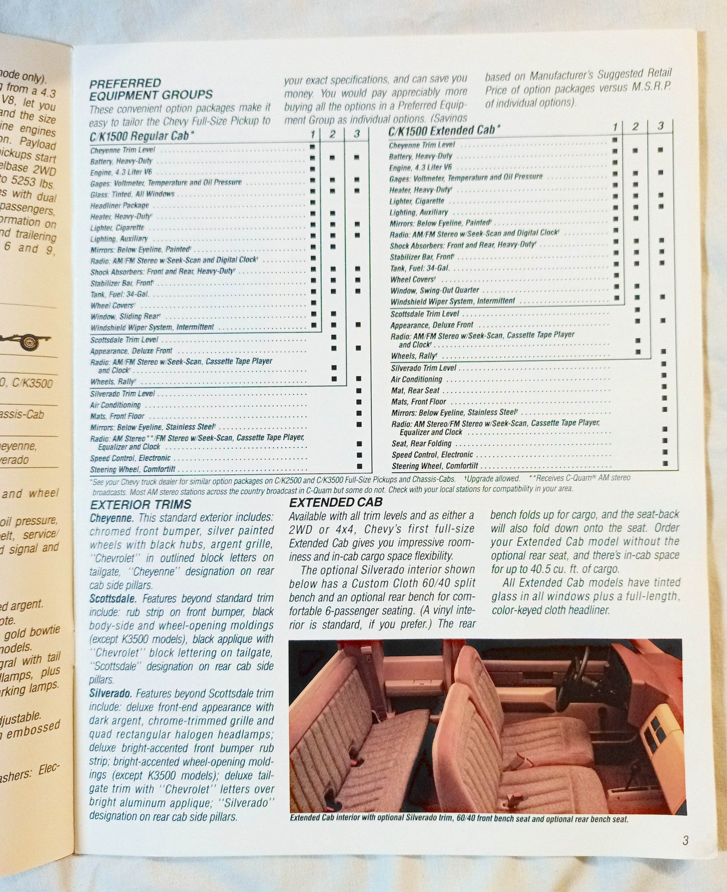 1989 Chevy Full-size Pickup Trucks C/K 1500 C/K 2500 C/K 3500 Brochure - TulipStuff