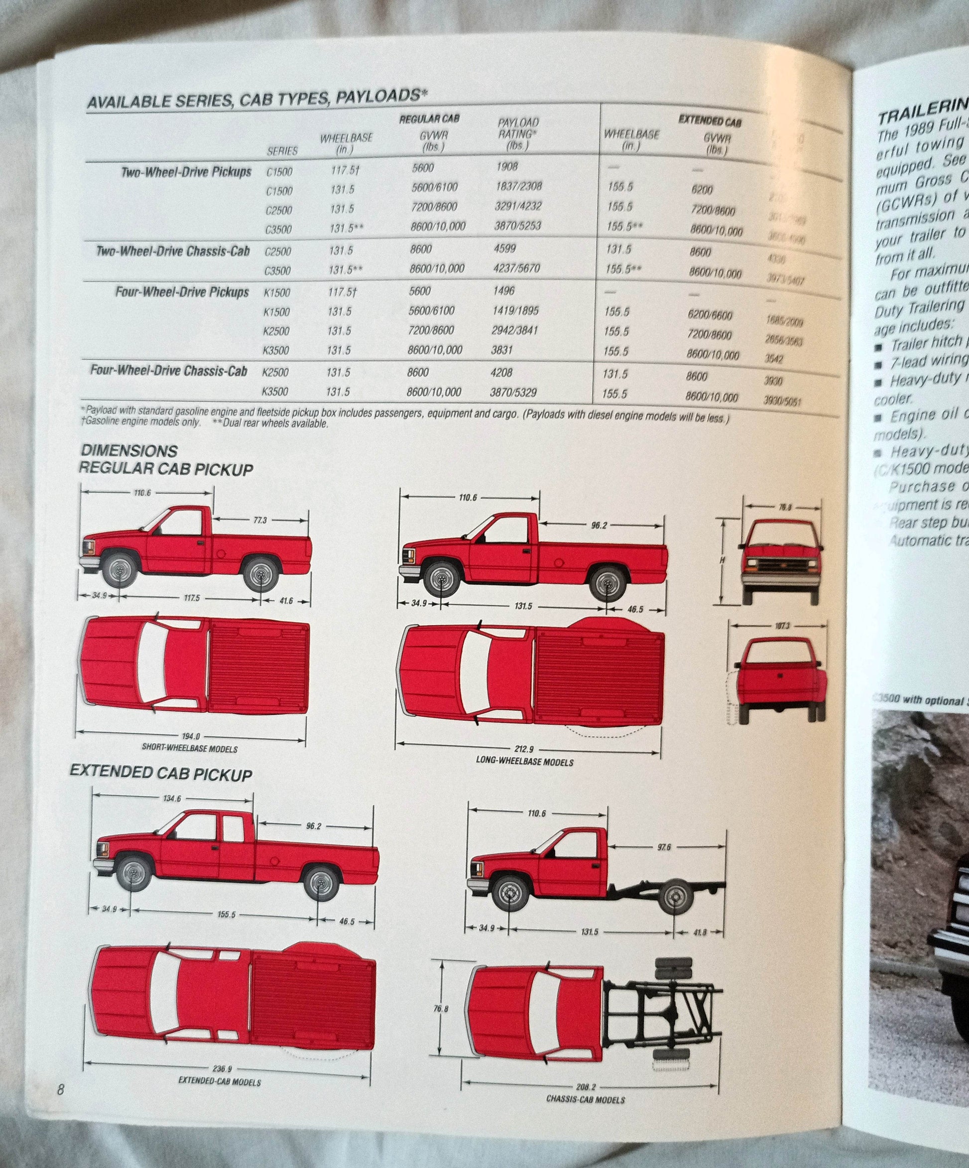 1989 Chevy Full-size Pickup Trucks C/K 1500 C/K 2500 C/K 3500 Brochure - TulipStuff