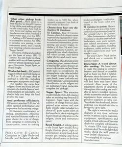 Chevrolet '82 Chevy El Camino Dealer Sales Brochure - TulipStuff