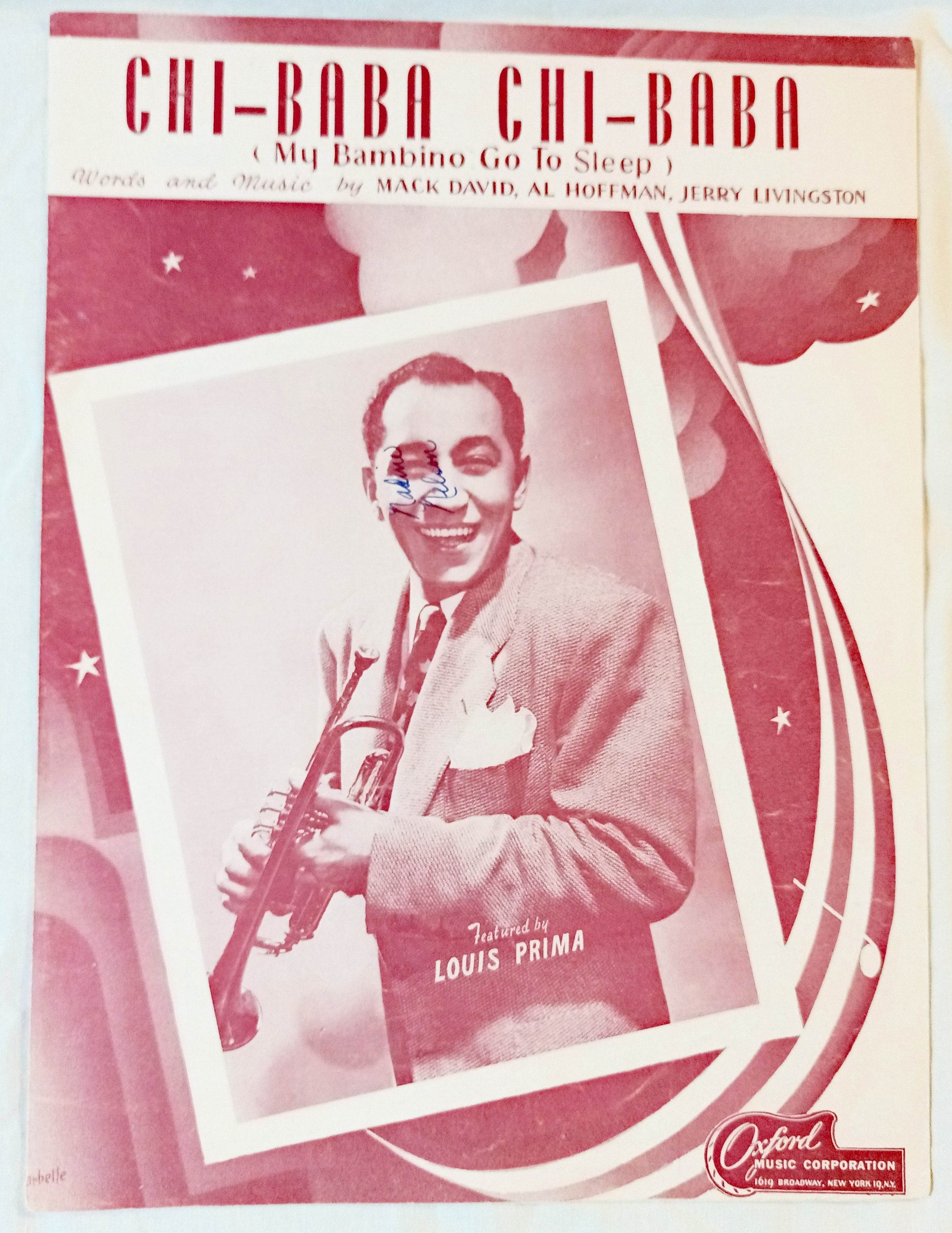 Chi-Baba Chi-Baba My Bambino Go To Sleep Sheet Music Louis Prima 1947 - TulipStuff