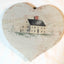 Christopher Gurshin Primitive House Painting Wooden Heart Plaque 1980s - TulipStuff