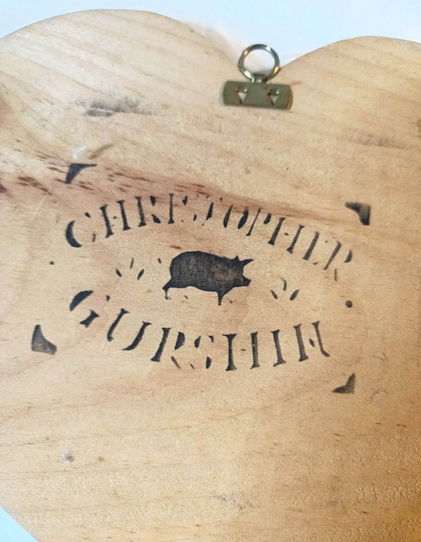 Christopher Gurshin Primitive House Painting Wooden Heart Plaque 1980s - TulipStuff