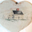 Christopher Gurshin Primitive House Painting Wooden Heart Plaque 1980s - TulipStuff