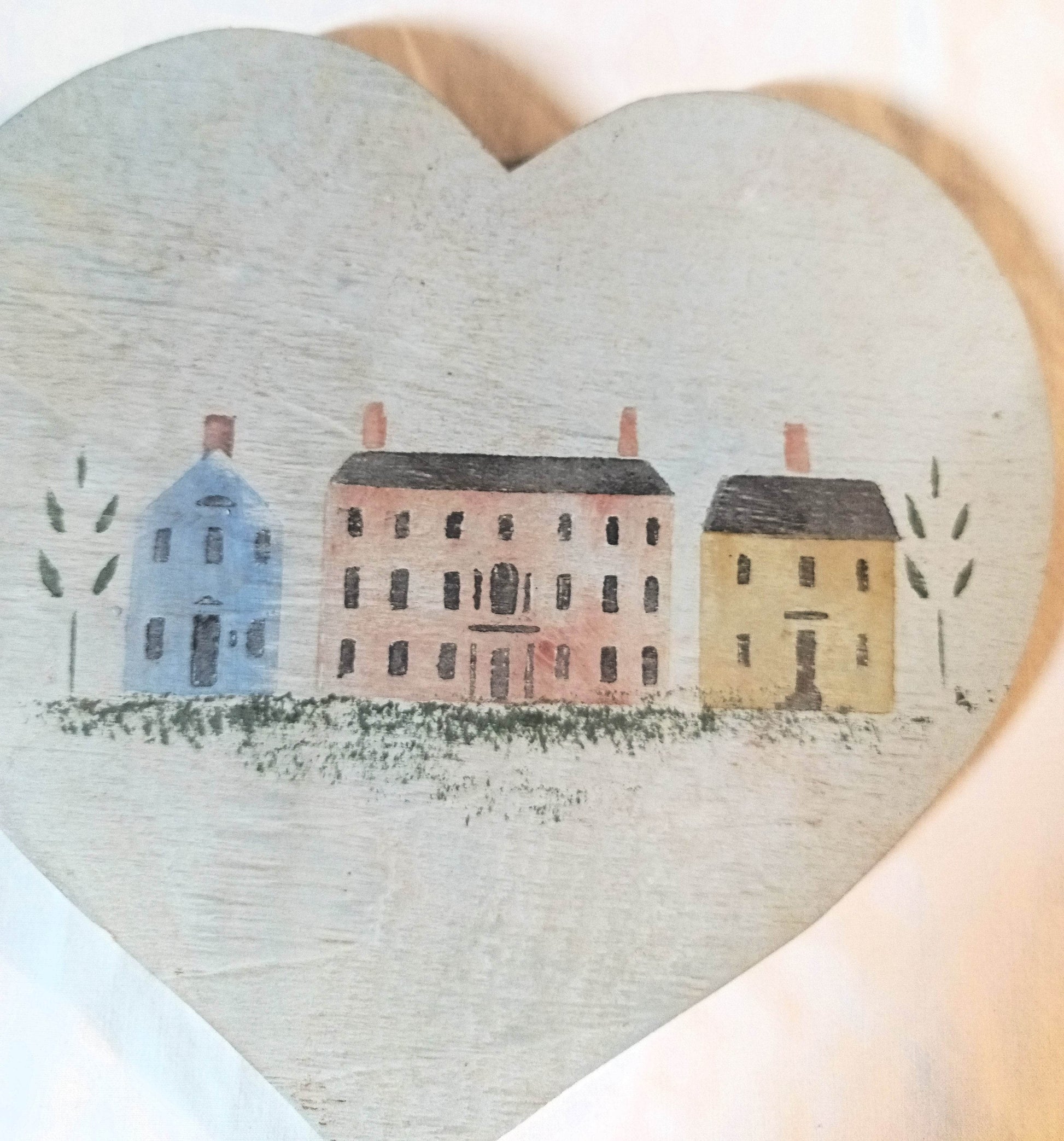 Vintage New England Houses Folk Art by Christopher Gurshin 1980s - TulipStuff