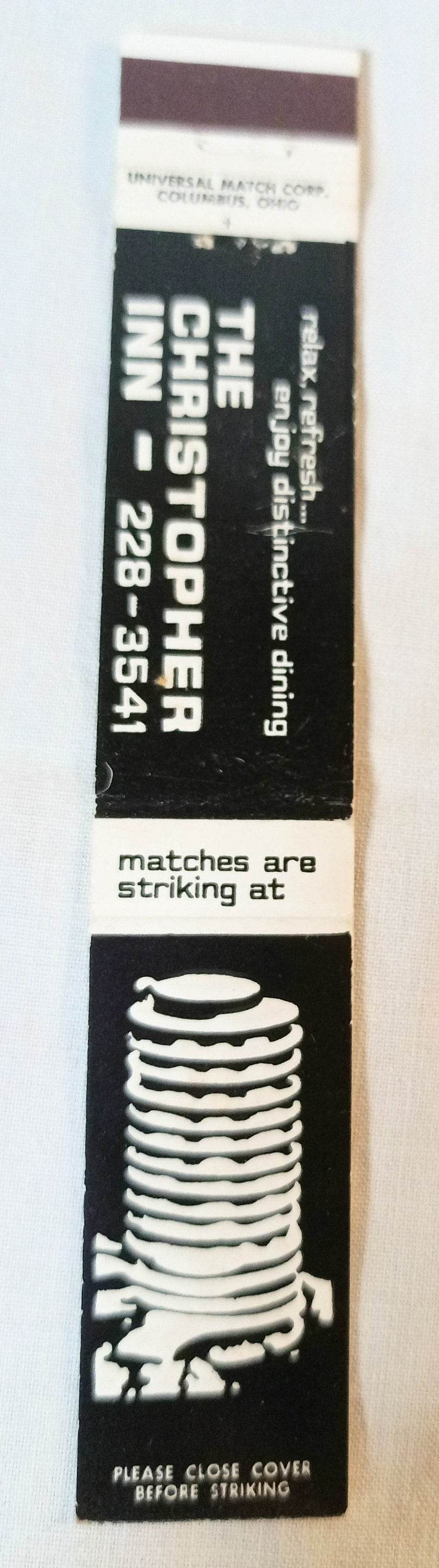 Christopher Inn E Broad St Columbus Ohio Matchbook Cover 1960's - TulipStuff