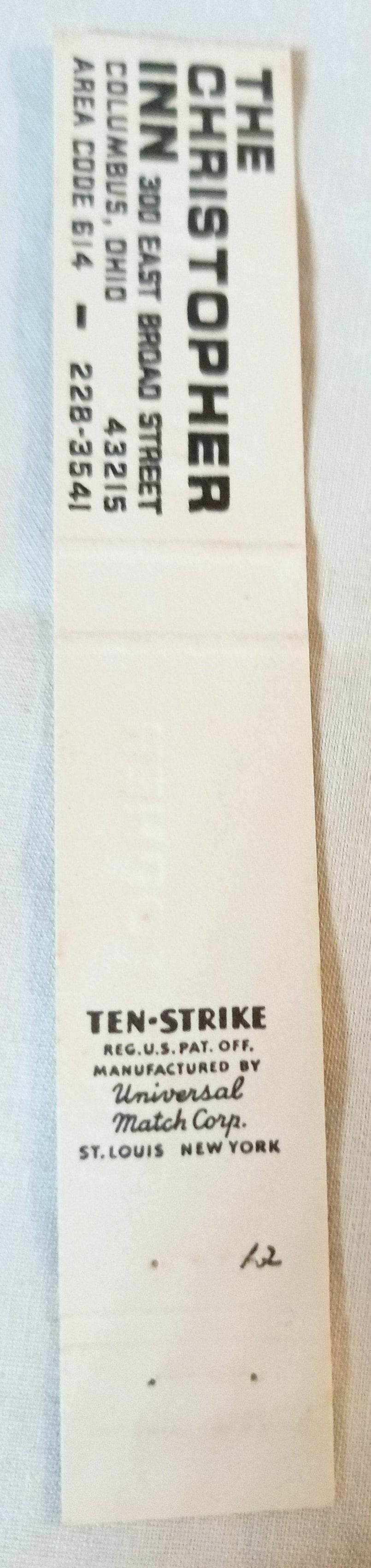 Christopher Inn E Broad St Columbus Ohio Matchbook Cover 1960's - TulipStuff