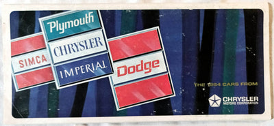 1964 Cars Chrysler Motors Plymouth Dodge Simca Imperial Full Line Booklet - TulipStuff