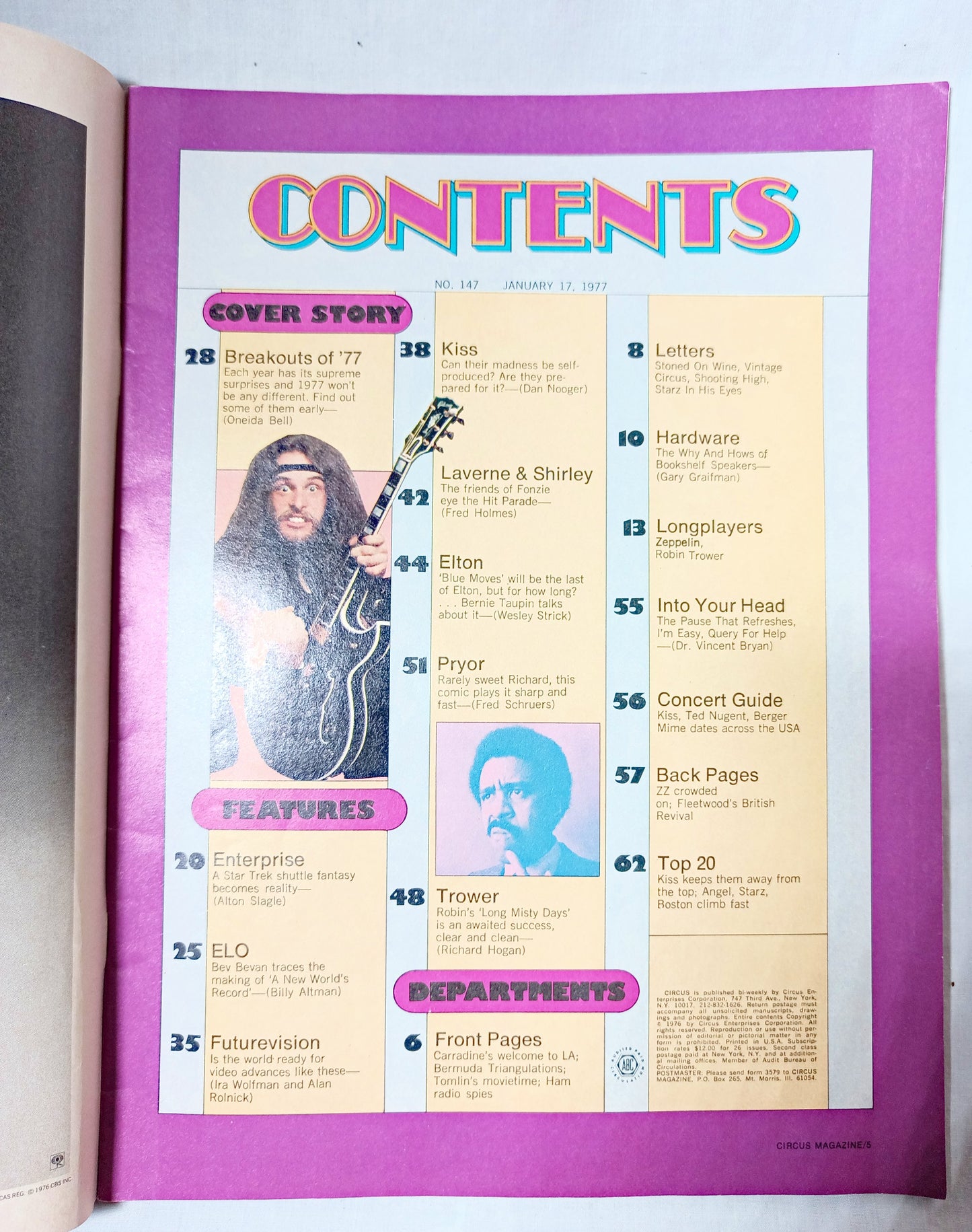 Circus Magazine Jan 17 1977 Breakouts Kiss ELO Elton Pryor NO POSTER - TulipStuff