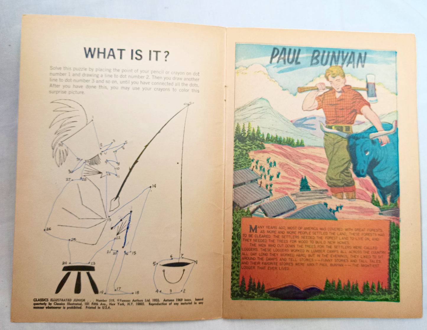 Classics Illustrated Junior #519 Paul Bunyan Comic Book Autumn 1969 - Tuliptuff