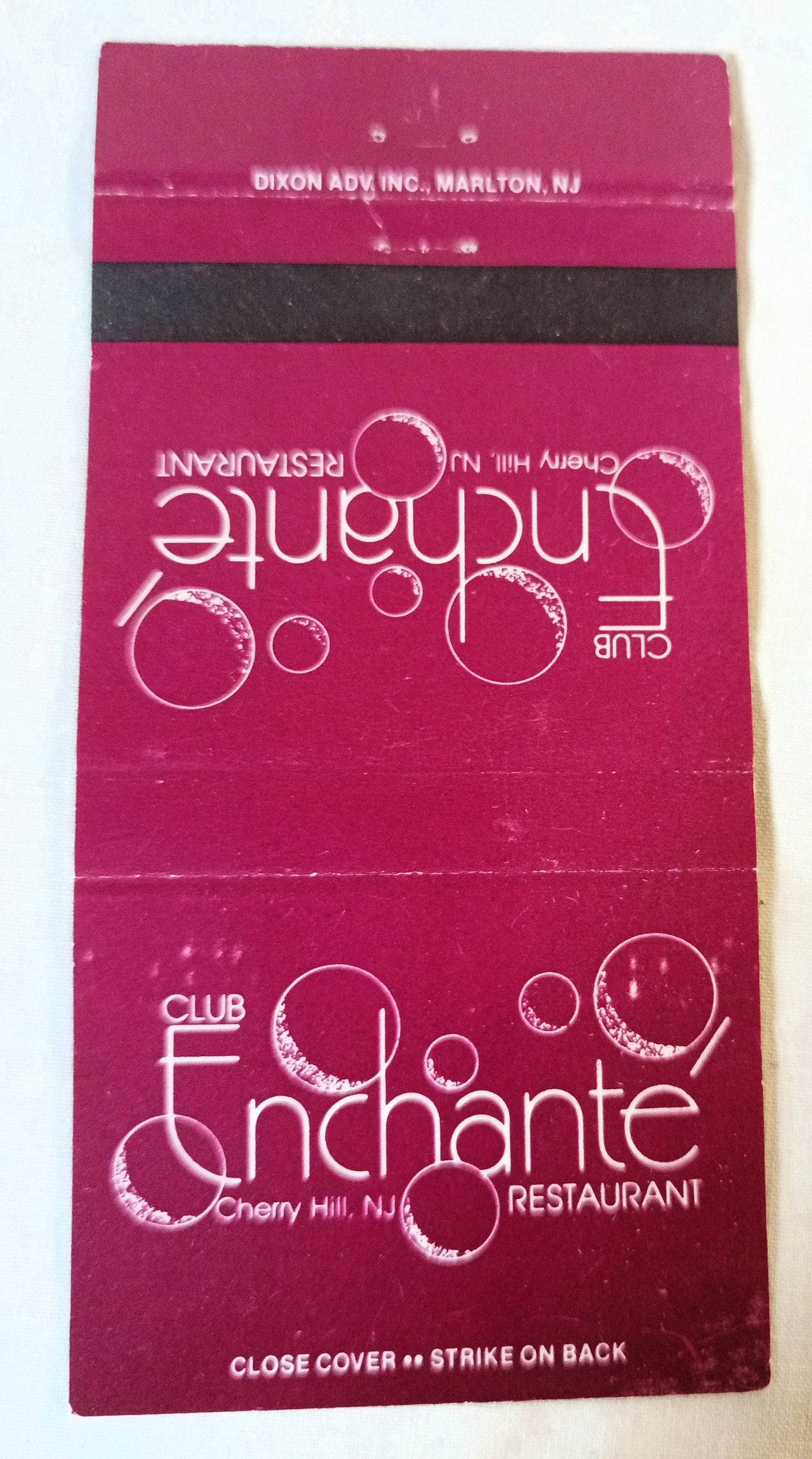 Club Enchante Restaurant Night Club Cherry Hill Matchbook Cover 1980's - TulipStuff