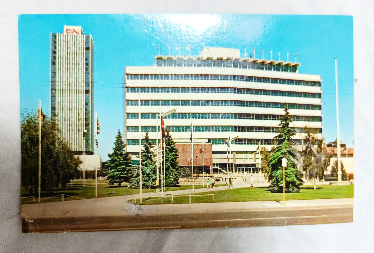 CN Tower And City Hall Edmonton Alberta Canada 1960's - TulipStuff