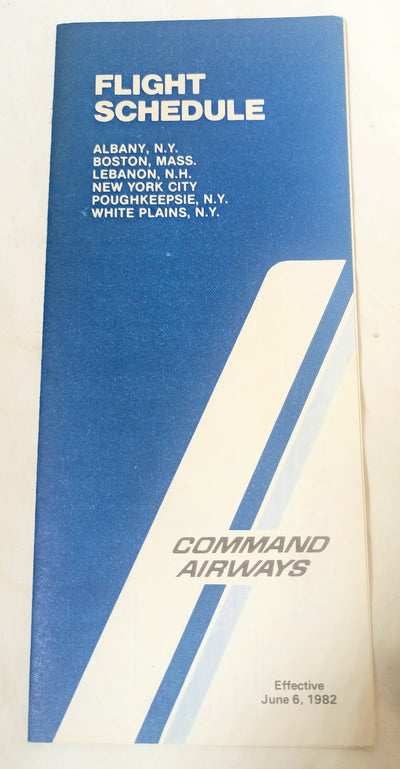 Command Airways System Flight Schedule NYC Boston Albany 1982 - TulipStuff