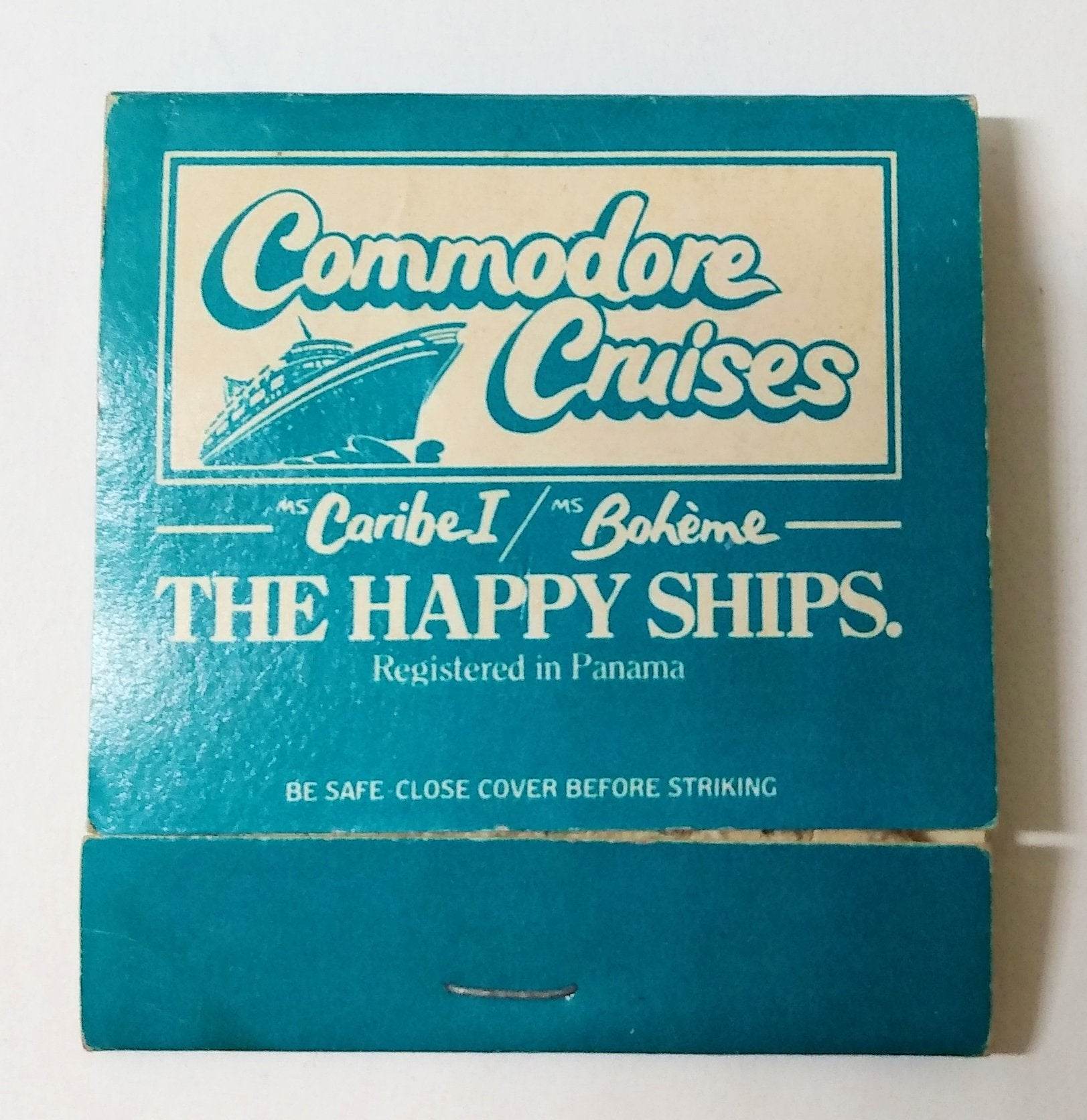 Commodore Cruises The Happy Ships Caribe I Boheme Matchbook 1980's - TulipStuff
