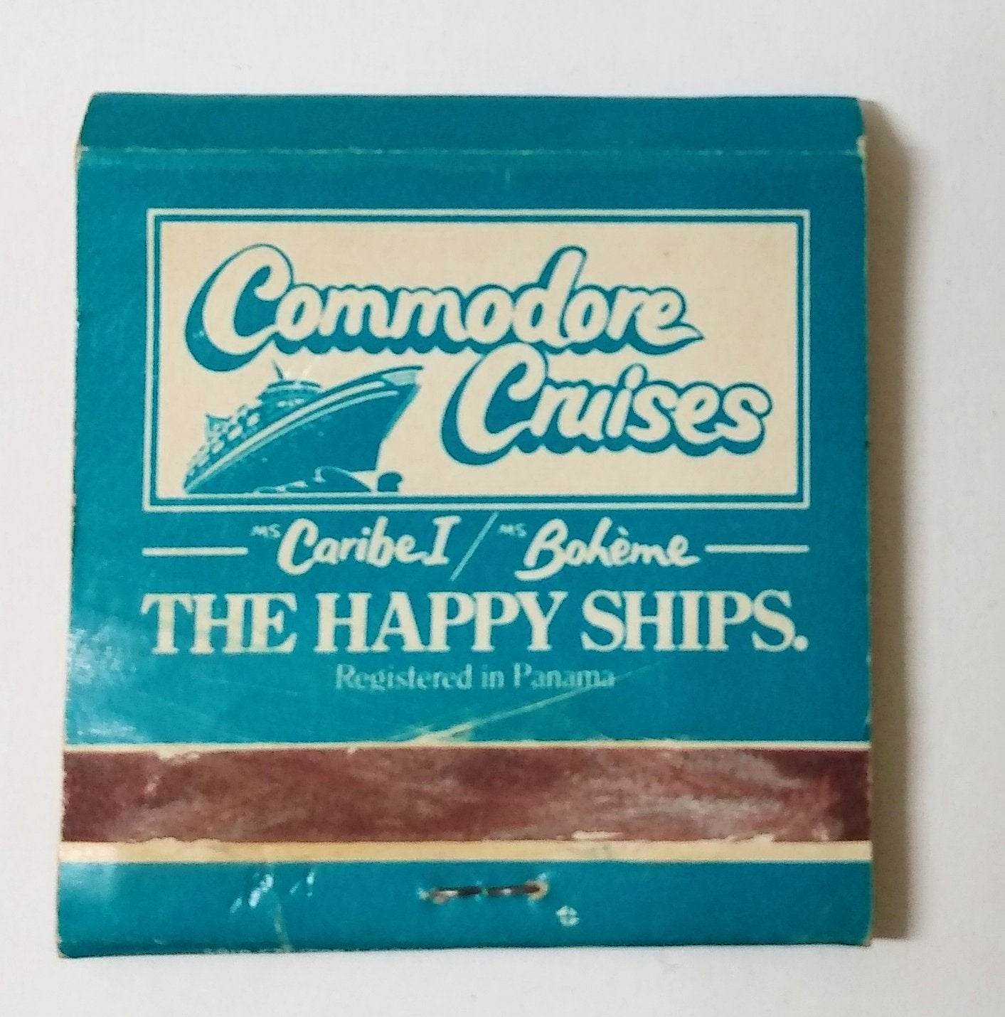 Commodore Cruises The Happy Ships Caribe I Boheme Matchbook 1980's - TulipStuff