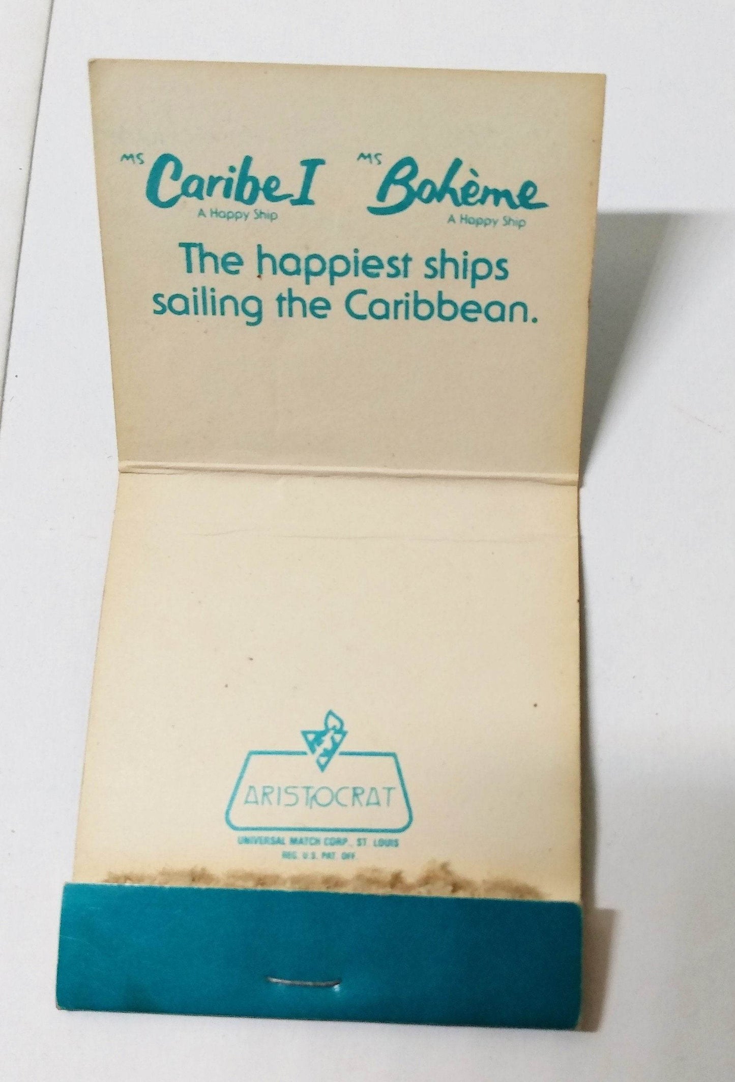 Commodore Cruises The Happy Ships Caribe I Boheme Matchbook 1980's - TulipStuff