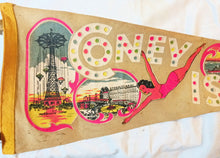 Load image into Gallery viewer, Coney Island NY Parachute Jump Steeplechase Park  26&quot; Pennant 1940&#39;s - TulipStuff
