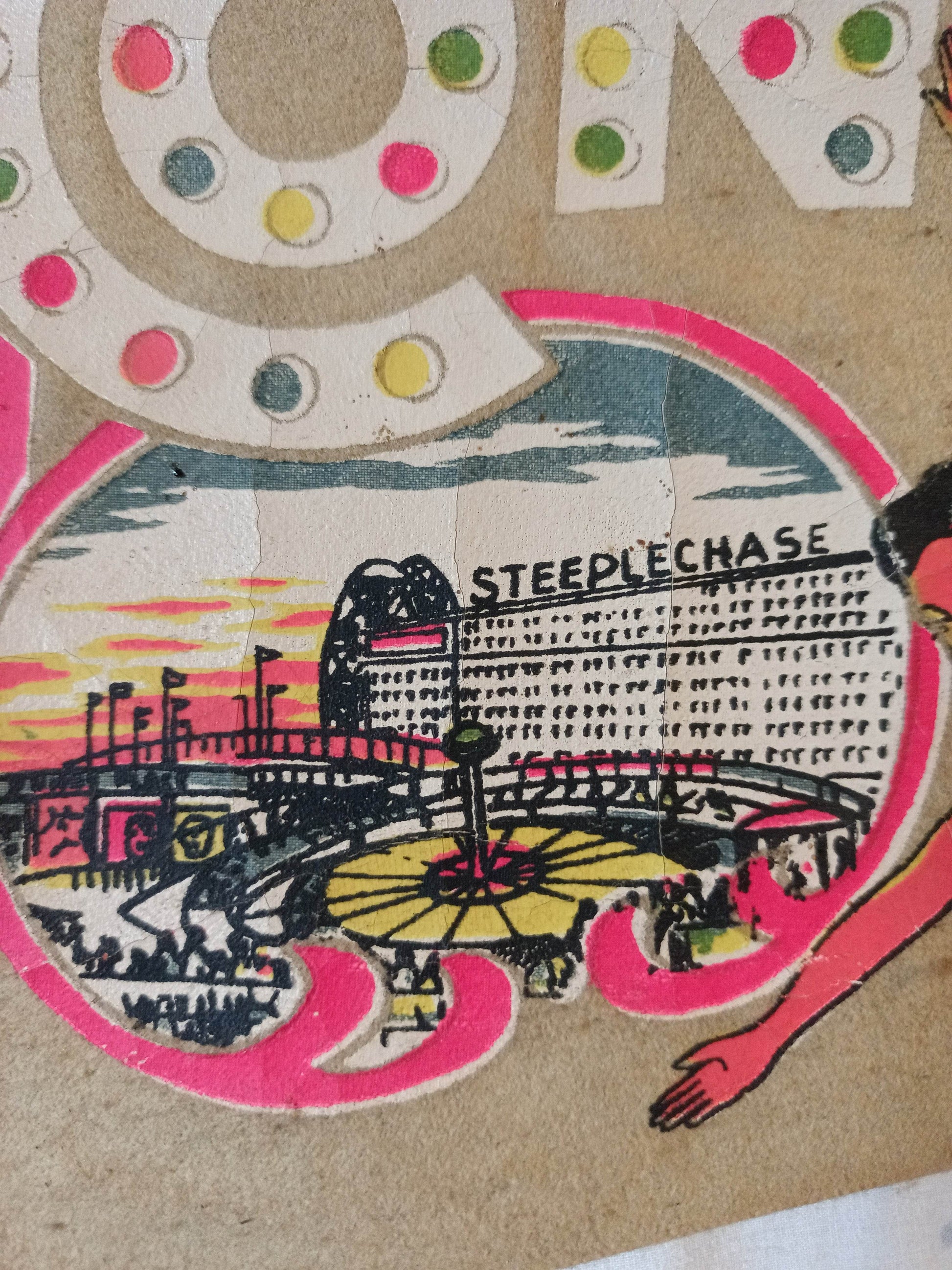 Coney Island NY Parachute Jump Steeplechase Park  26" Pennant 1940's - TulipStuff