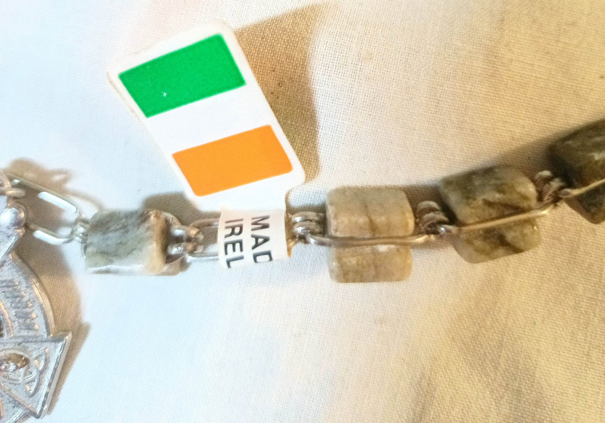 Connemara Marble 25” Rosary With Erin Crucifix Made In Ireland 1990's - TulipStuff