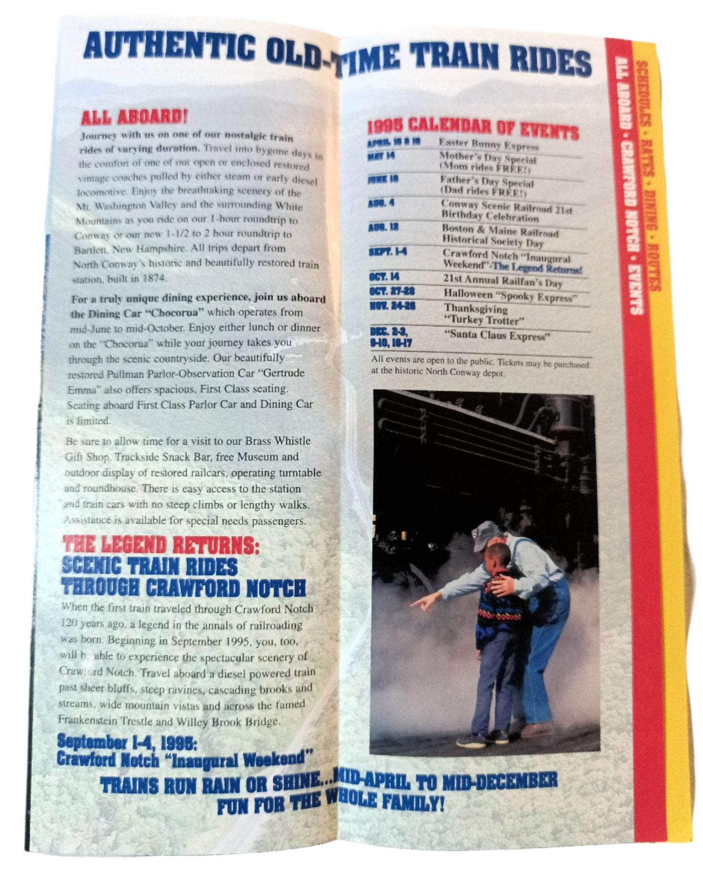 Conway Scenic Railroad New Hampshire 1995 Schedule Rates Events - TulipStuff