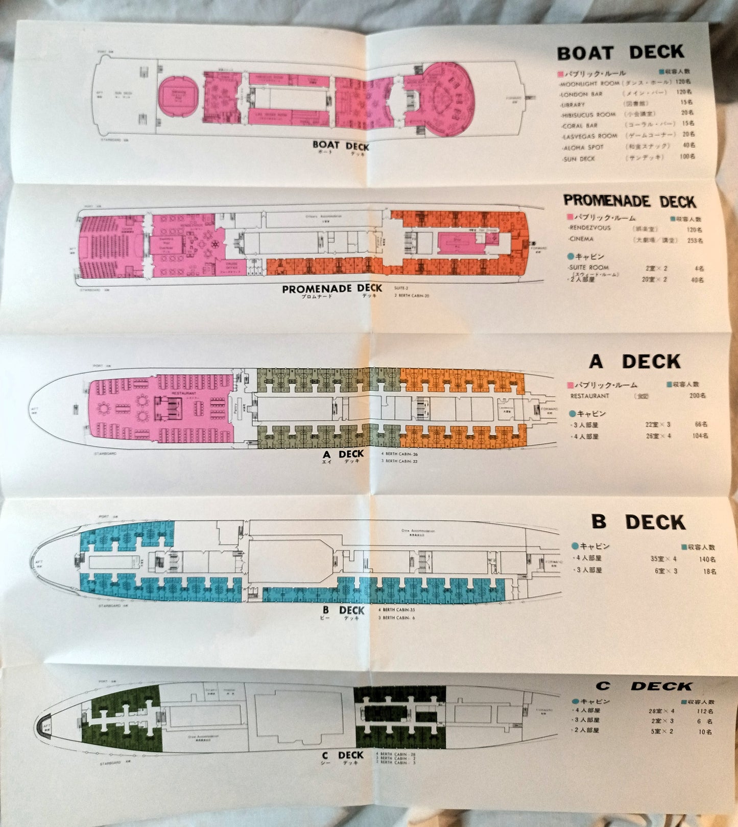 Coral Princess John Swire China Navigation Brochure Deck Plans 1970s - TulipStuff