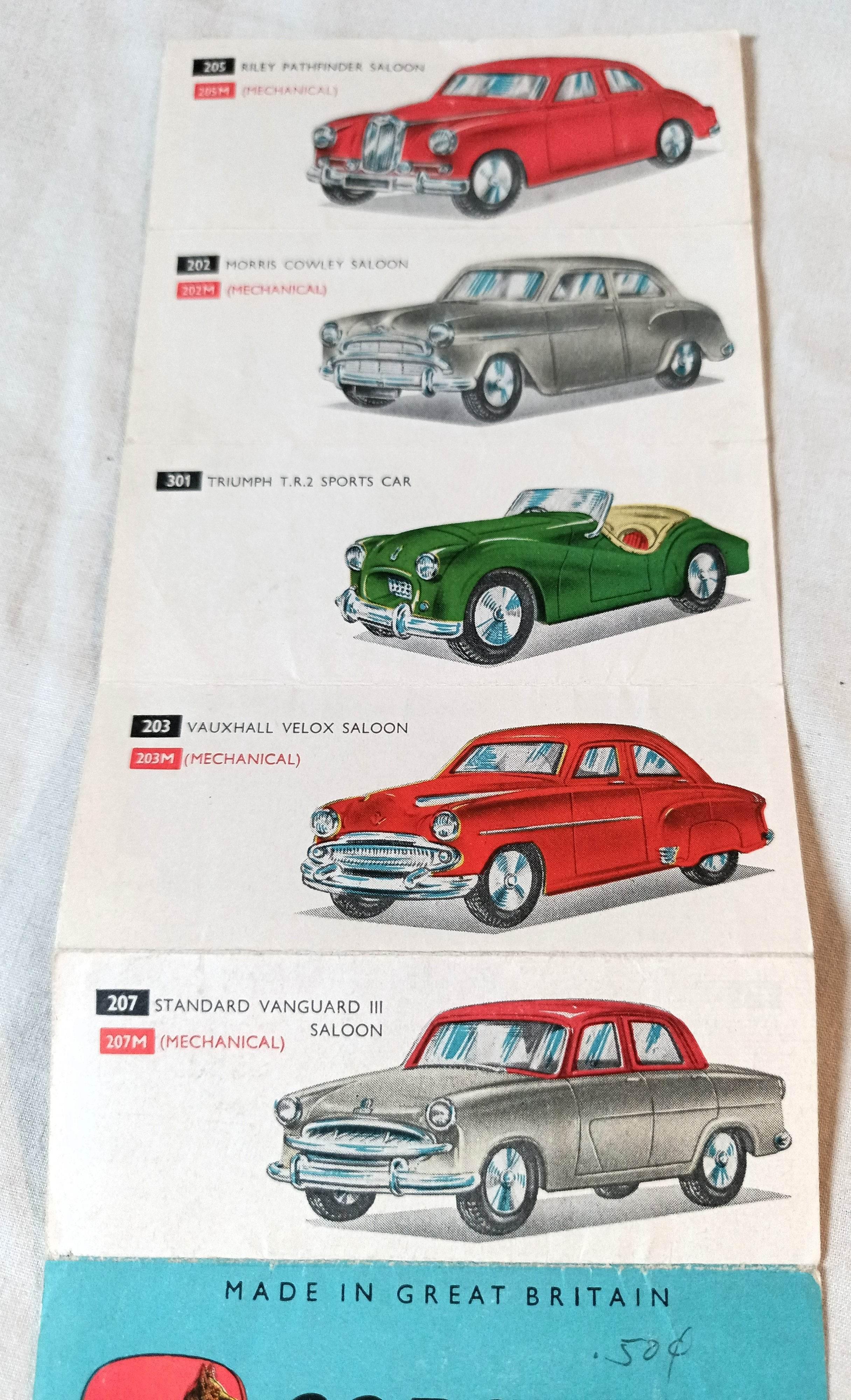 Corgi Toys Concertina Leaflet 50/157/K1 Box Insert Catalog 1957