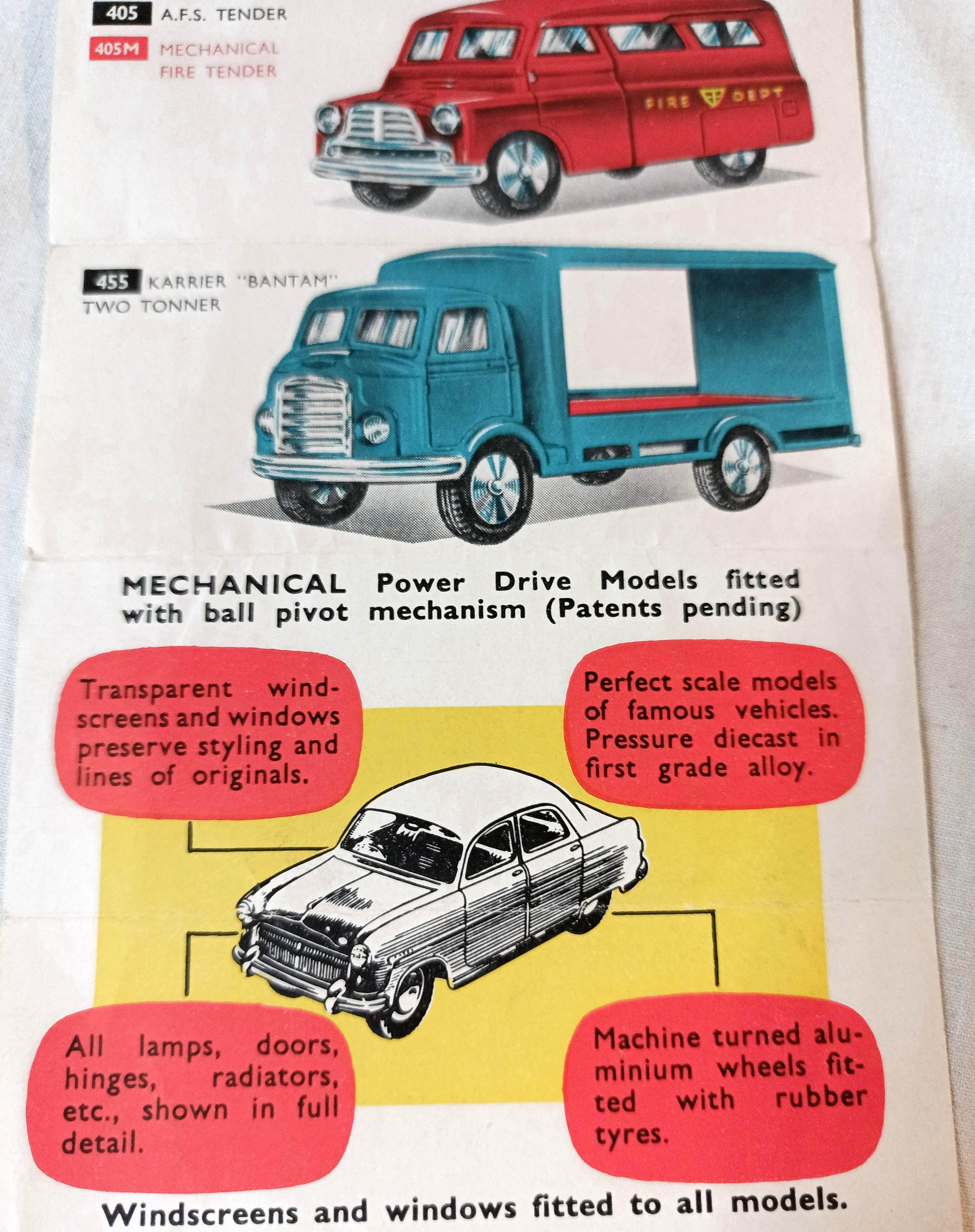 Corgi Toys Concertina Leaflet 50/157/K1 Box Insert Catalog 1957
