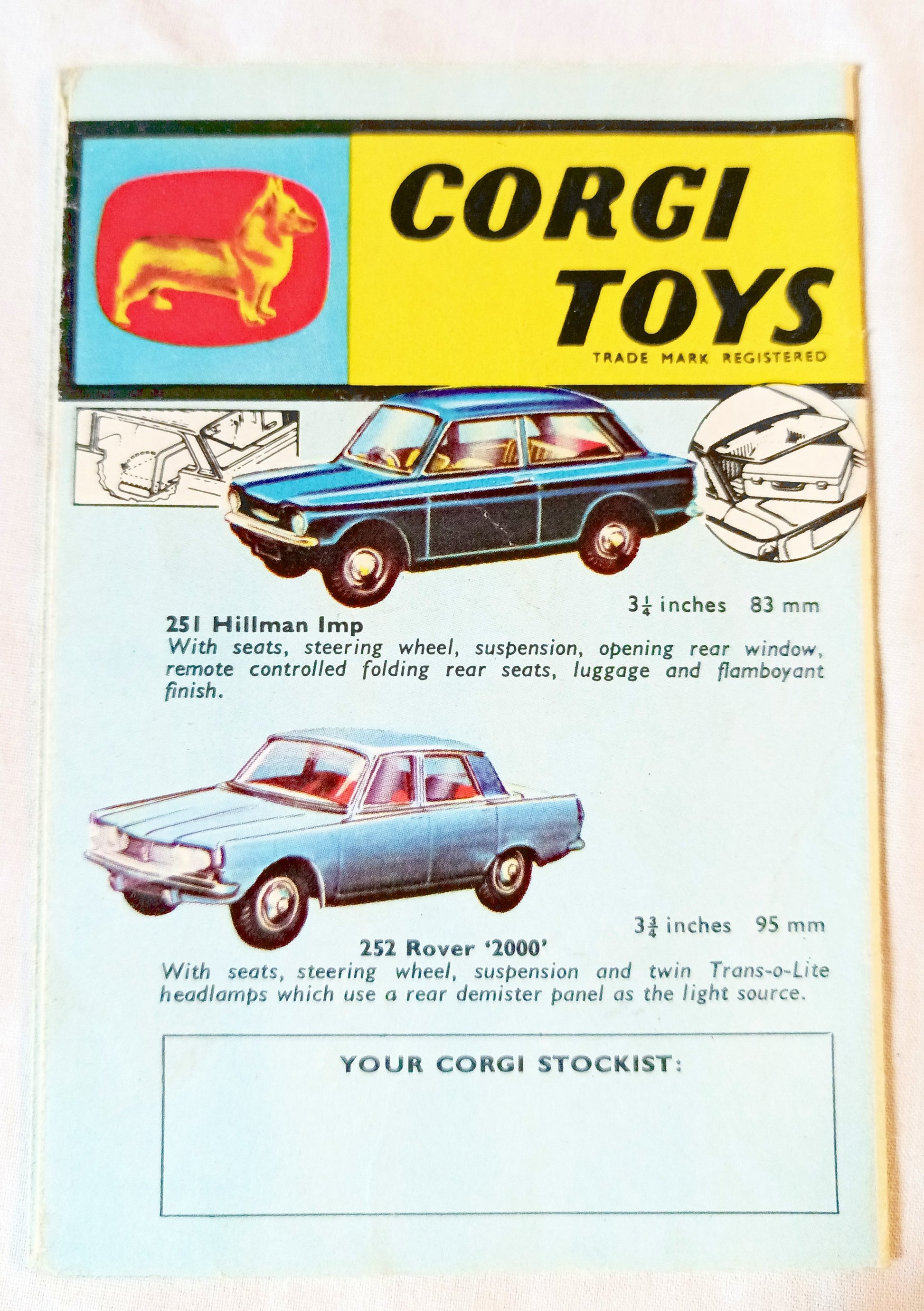 Corgi Toys Two-fold Checklist Catalog Playcraft 1964 - TulipStuff
