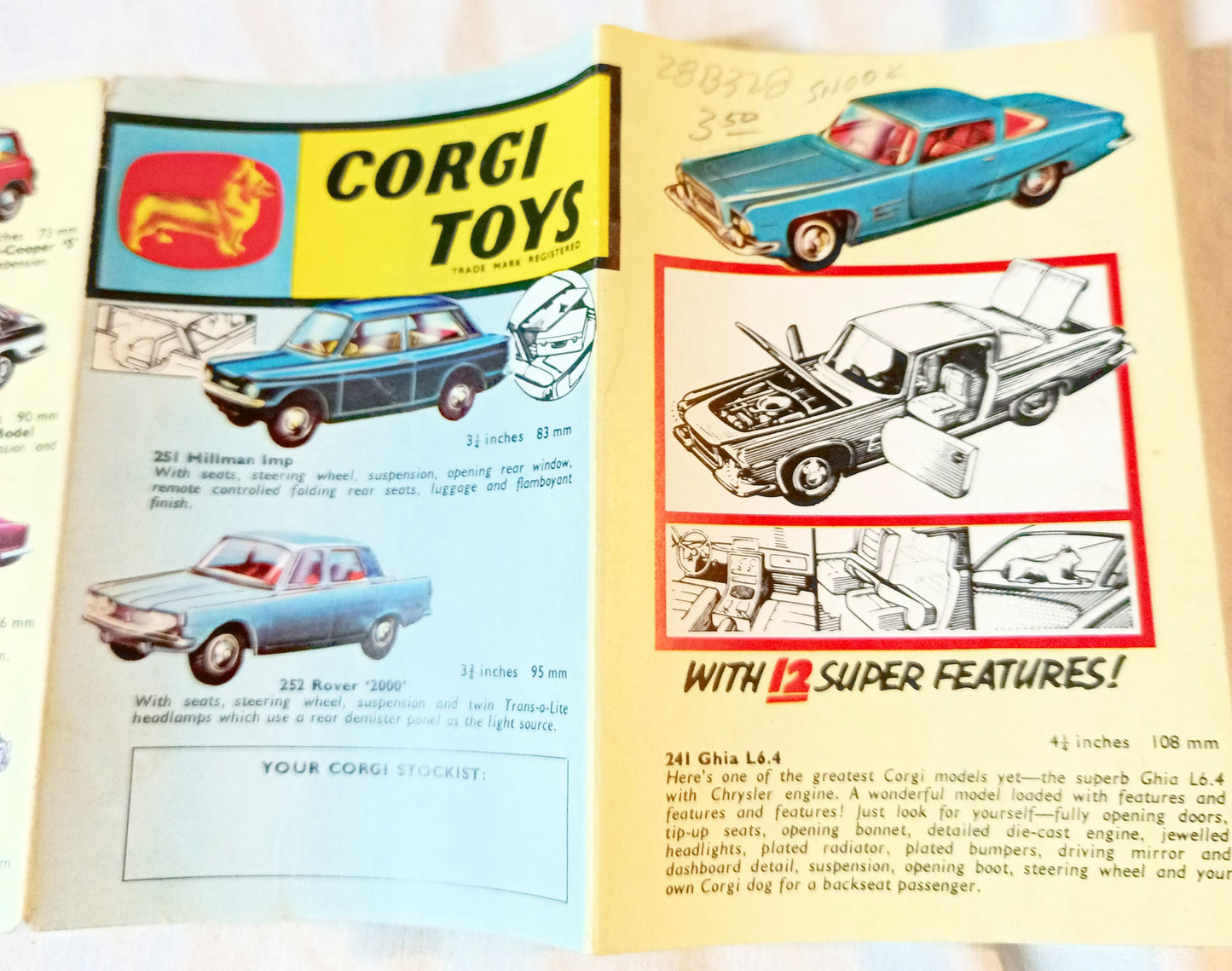 Corgi Toys Two-fold Checklist Catalog Playcraft 1964 - TulipStuff