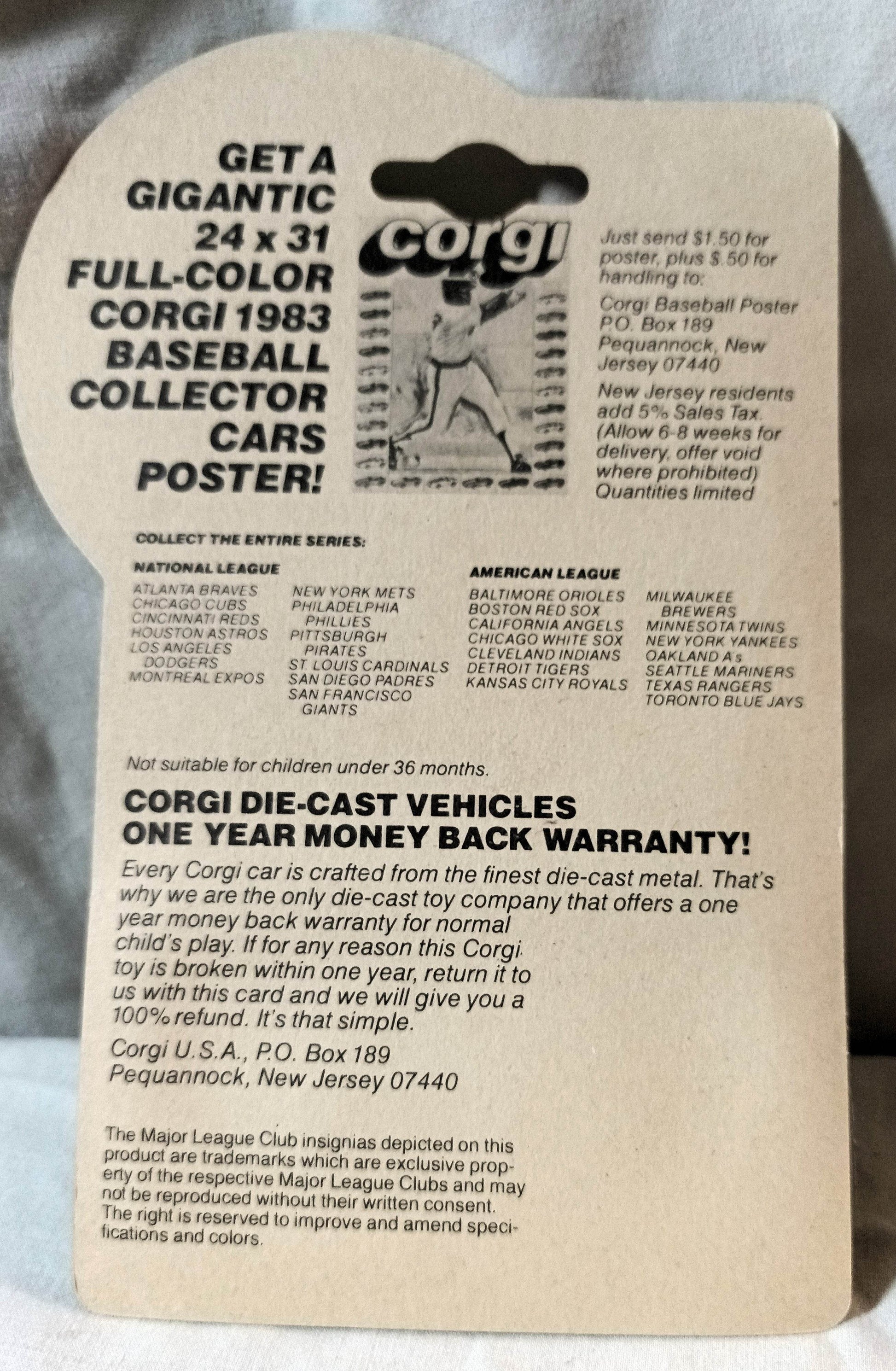 Corgi Juniors 524 Baseball Car San Diego Padres Pontiac Firebird 1983 - TulipStuff