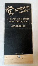 Load image into Gallery viewer, Coronet Handbags New York 30-Strike Matchbook Cover 1950&#39;s - TulipStuff
