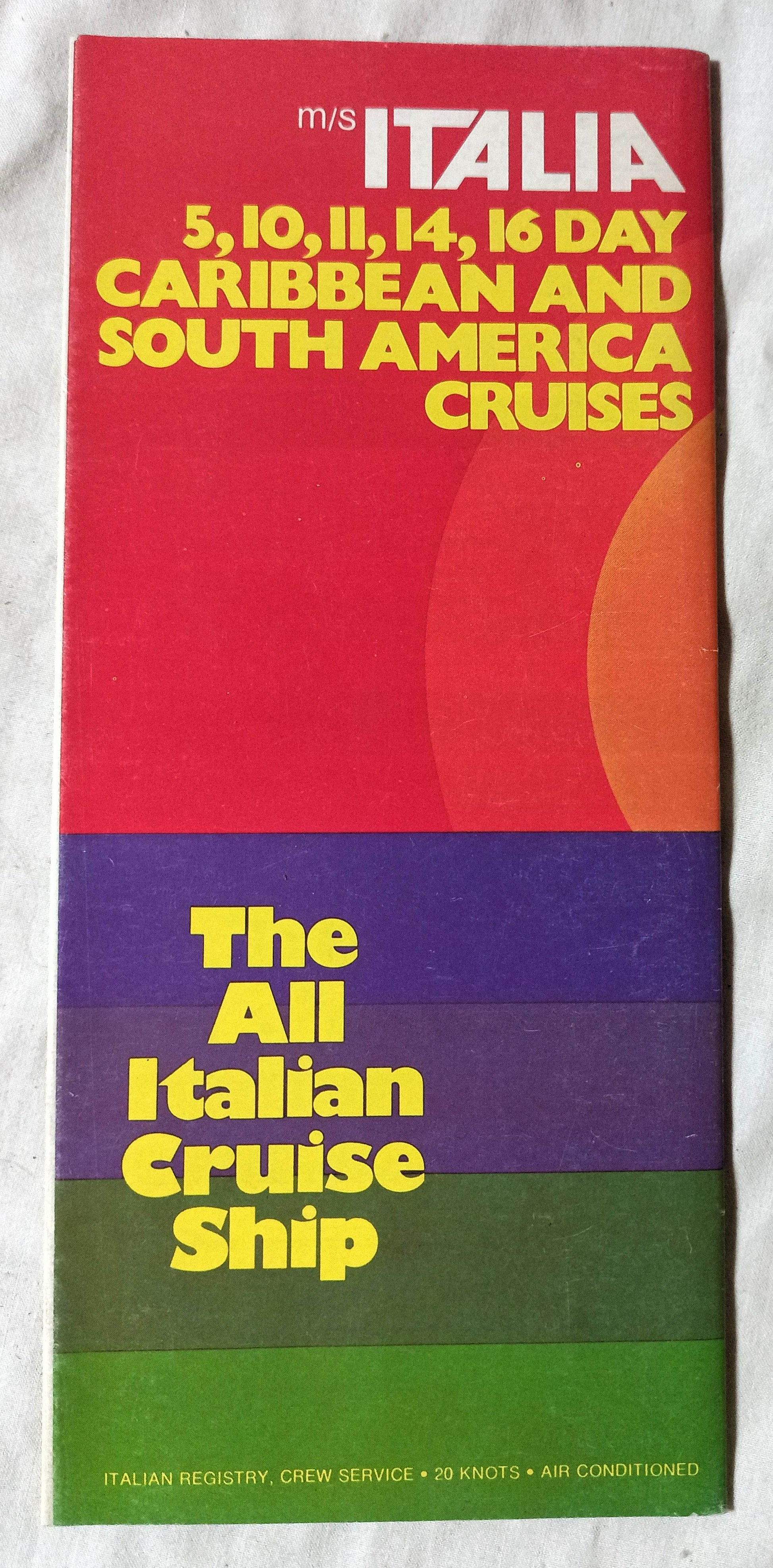 Costa Line ms Italia 1976-77 Caribbean South America Cruise Brochure - TulipStuff
