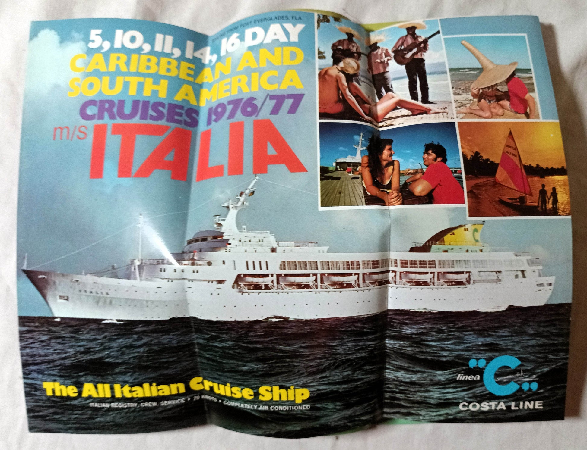 Costa Line ms Italia 1976-77 Caribbean South America Cruise Brochure - TulipStuff