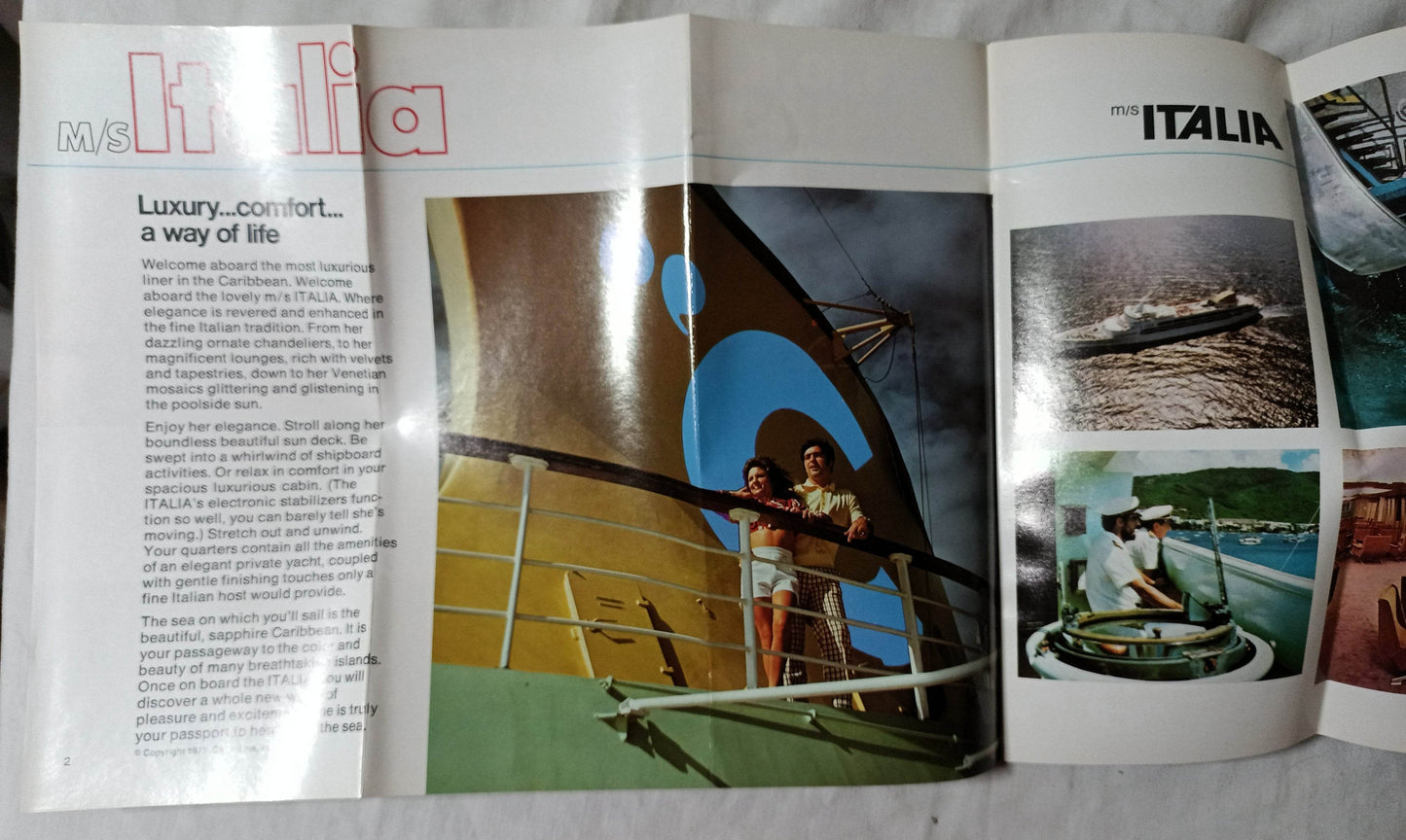 Costa Line ms Italia 1976-77 Caribbean South America Cruise Brochure - TulipStuff