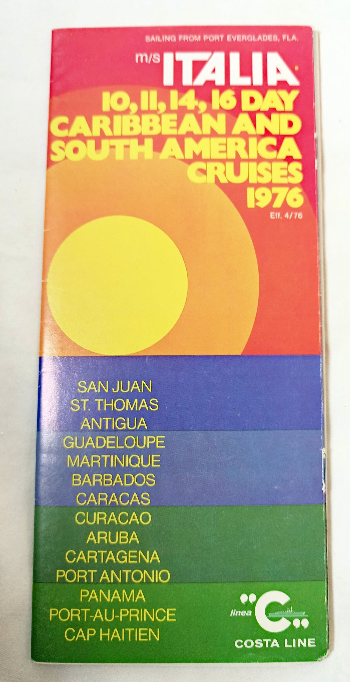 Costa Line ms Italia 1976 Caribbean South America Cruise Brochure - TulipStuff