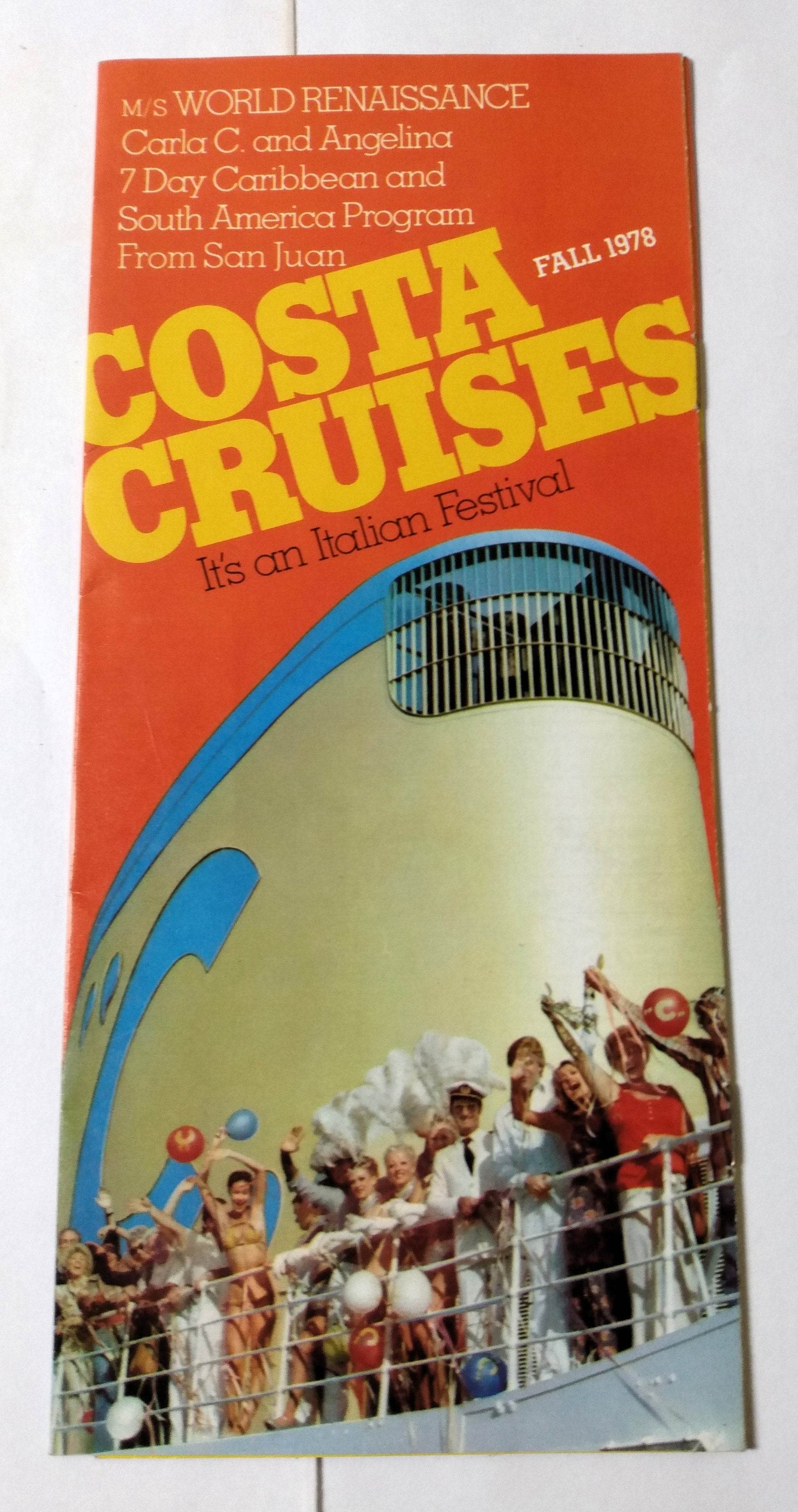 Costa Cruises ms World Renaissance Carla C Angelina 1978 Brochure - TulipStuff