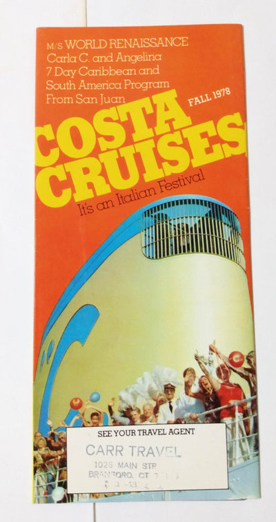 Costa Cruises ms World Renaissance Carla C Angelina 1978 Brochure - TulipStuff
