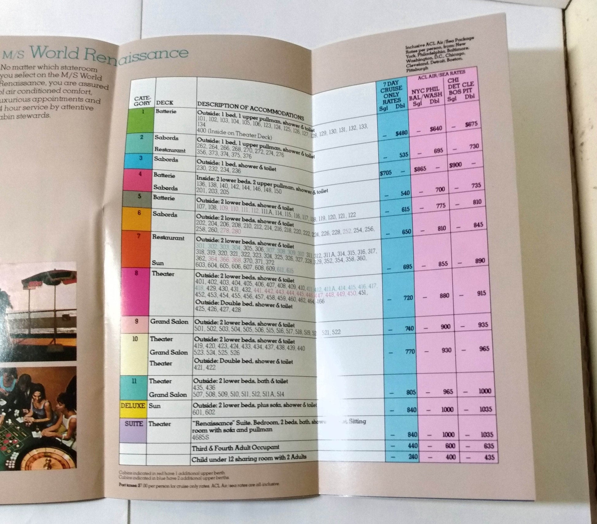 Costa Cruises ms World Renaissance Carla C Angelina 1978 Brochure - TulipStuff