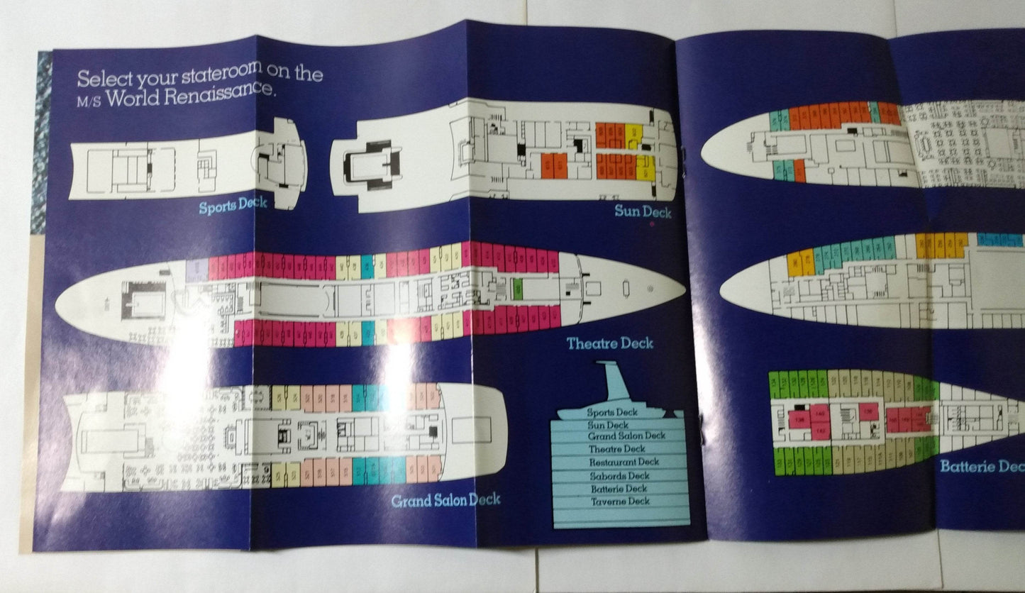 Costa Cruises ms World Renaissance Carla C Angelina 1978 Brochure - TulipStuff