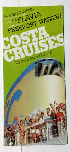 Costa Line ss Flavia 1978-79 Nassau Bahamas Cruise Ship Brochure - TulipStuff