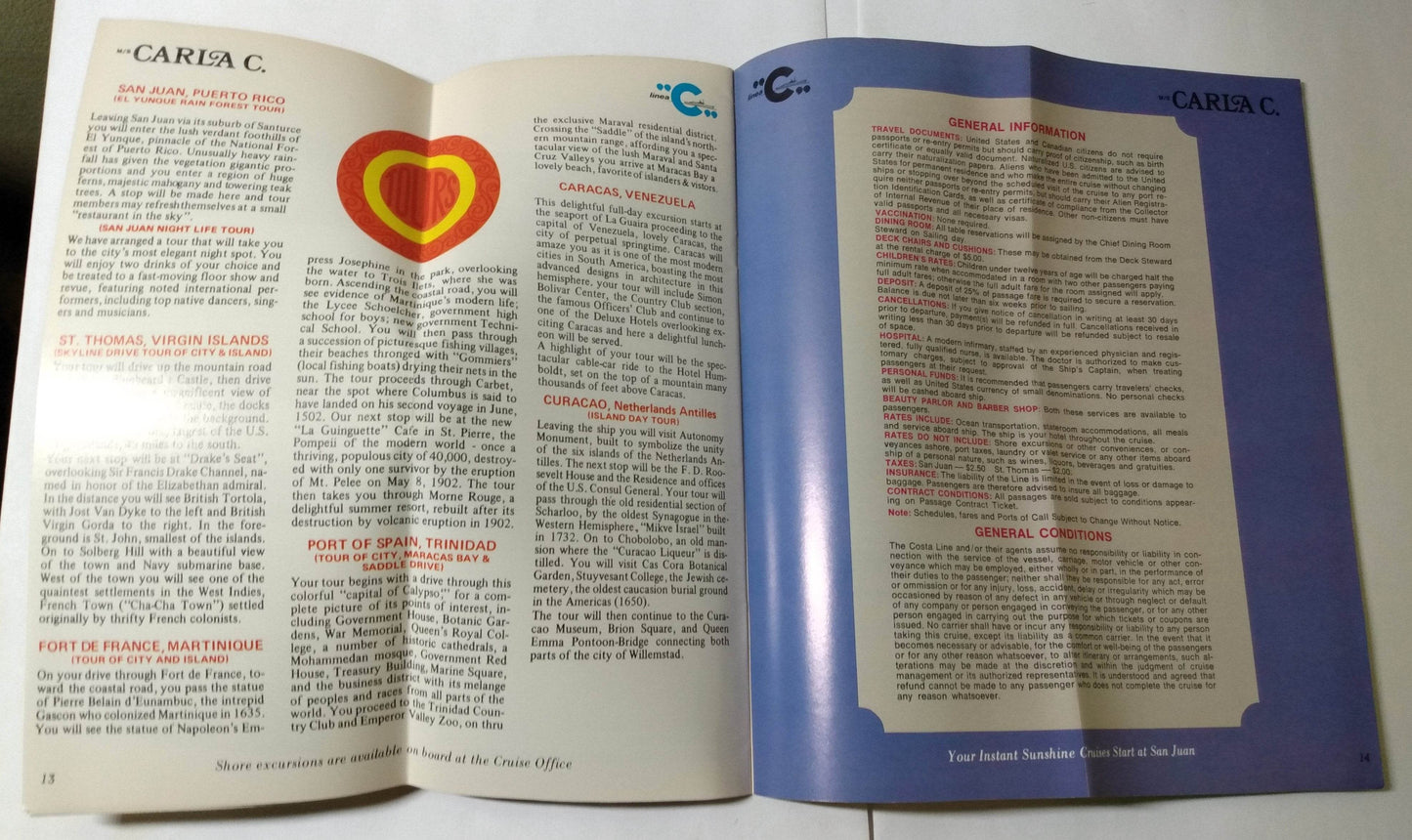 Costa Line Carla C 1975-76 Caribbean Cruises Brochure - TulipStuff