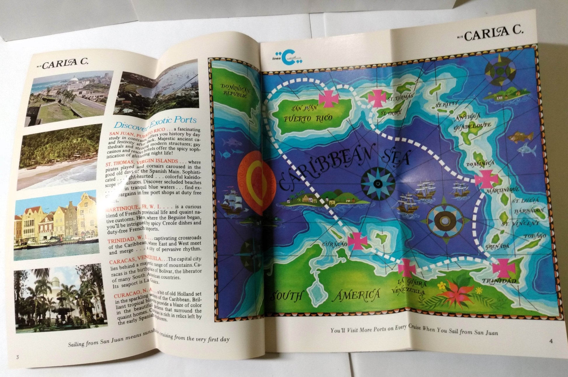 Costa Line Carla C 1975-76 Caribbean Cruises Brochure - TulipStuff