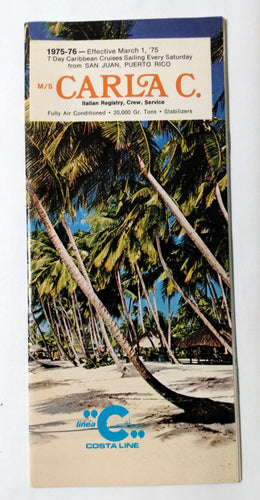 Costa Line Carla C 1975-76 Caribbean Cruises Brochure - TulipStuff