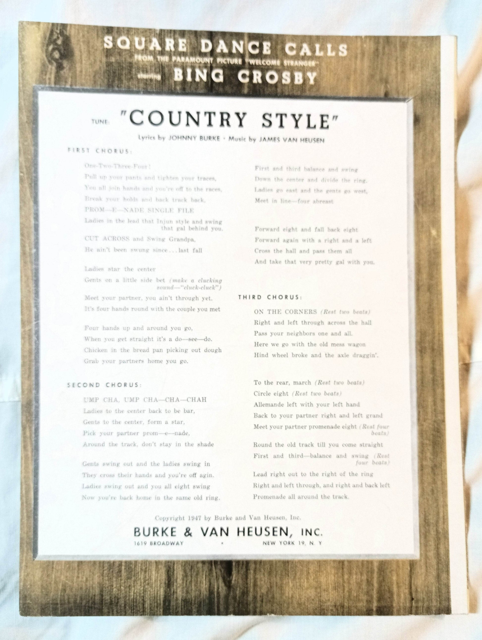 Country Style (Square Dance) Welcome Stranger Bing Crosby 1947 - TulipStuff