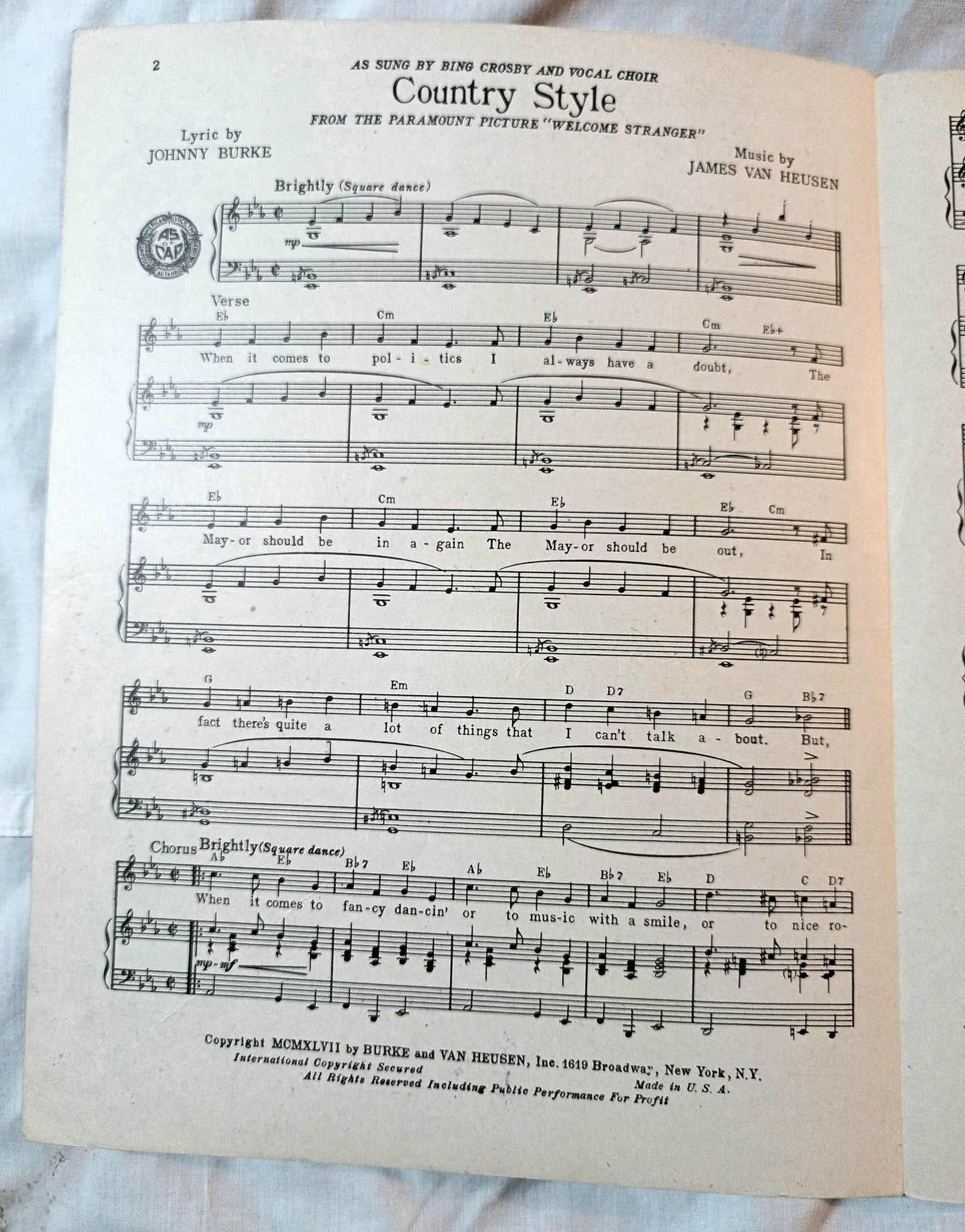 Country Style (Square Dance) Welcome Stranger Bing Crosby 1947 - TulipStuff