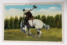 Load image into Gallery viewer, Cowboy Riding A Bucking Broncho Anything Might Happen Postcard 1930&#39;s - TulipStuff
