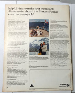 Canadian Pacific Princess Patricia 1978 Alaska Inside Passage Cruises Brochure - TulipStuff