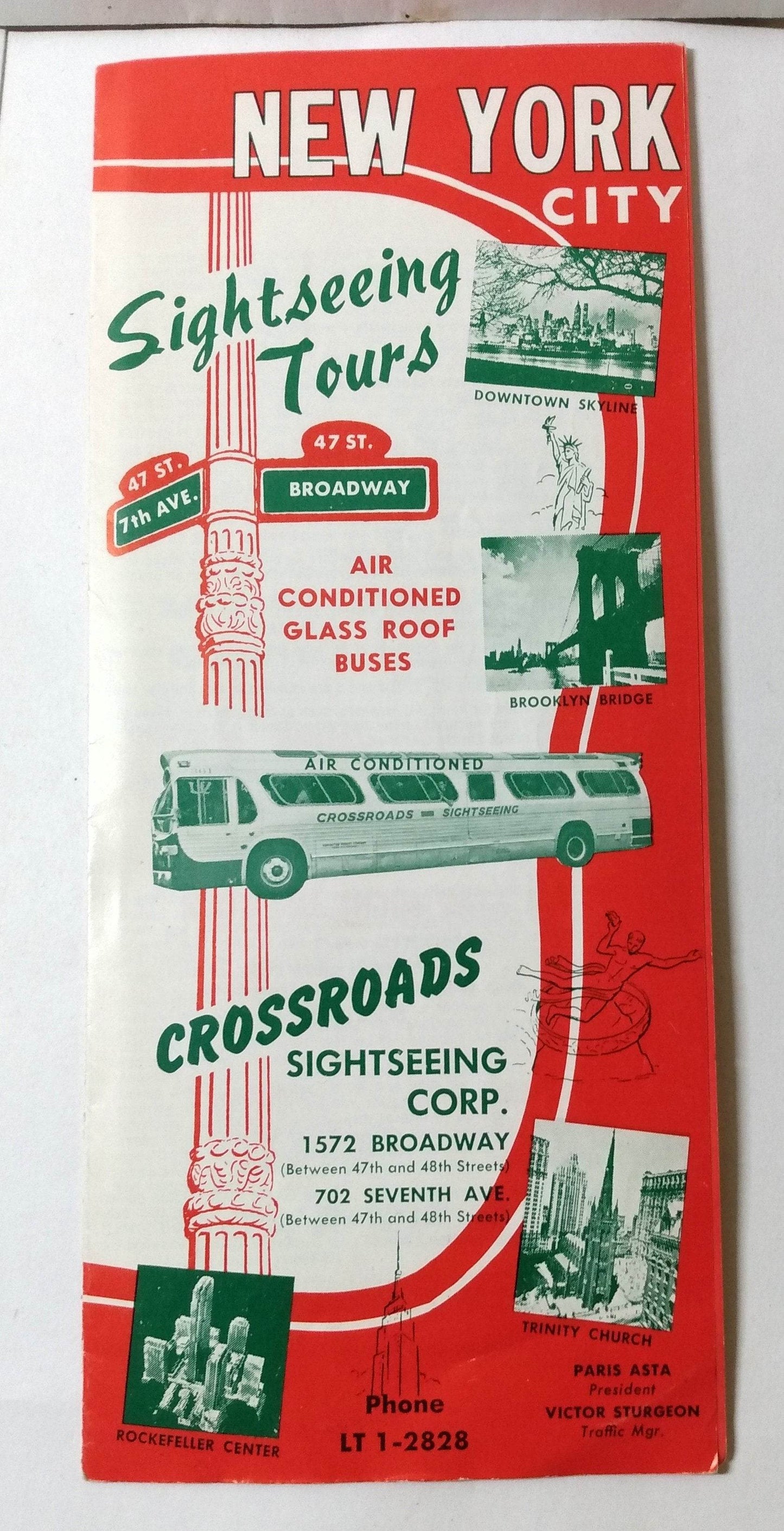 Crossroads Bus Sightseeing Tours New York City 1967 Brochure - TulipStuff